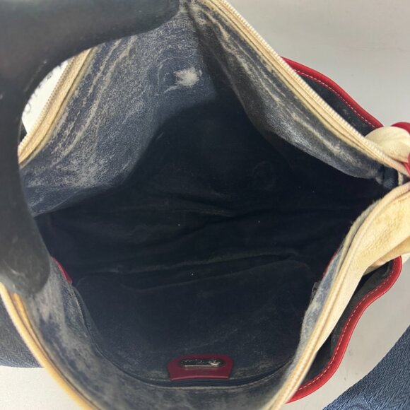 Authentic Vintage Gucci Off-White Leather w/ Red Leather Trims Message Bag - Picture 10 of 15